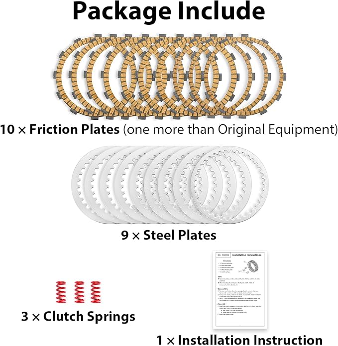 Wsays Extra Clutch Plates Kit Friction Steel Compatible with Harley Softail Heritage Fat Boy Street Bob 2018-2025 Fit FL Touring Street Electra Road Glide Road King 2017-2025 Fit M8 Engine Model