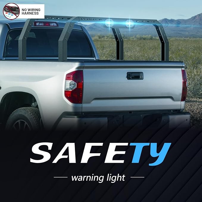 YZONA Adjustable 20-22.87" High Truck Bed Racks with 2 Led Lights Compatible with Tacoma/Tundra/Silverado 1500/ Sierra 1500/ Ram 1500/ Titan/Frontier/Canyon/Colorado/JT/Ford F-Series/Ranger