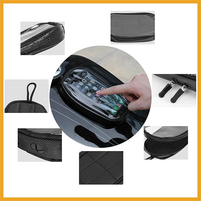 Universal 7 Inch Magnetic Tank Bag Phone Holder Case Saddlebag Faux Leather Waterproof for Motorbike Replacement