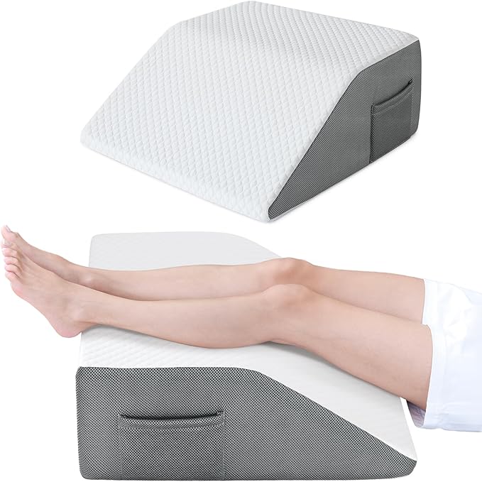 Cozymaker 10" Leg Elevation Pillows for Swelling, Cooling Gel Memory Foam Wedge Pillows for After Surgery, Sciatica Back Knee Hip Ankles Pain Relief, Leg Pillows for Sleeping