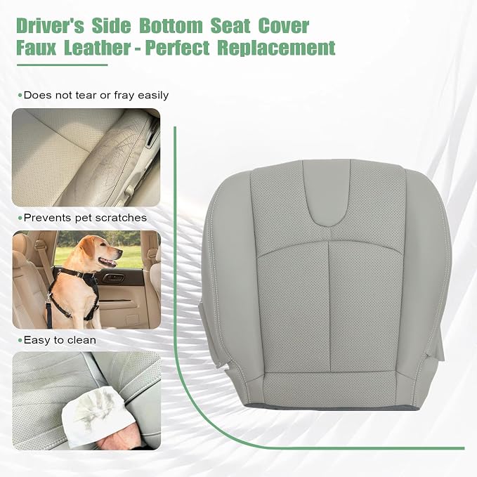 FZJDSD Gray Driver & Passenger Side Bottom Perforated Microfiber Leather Replacement Seat Covers Compatible with Infiniti G37 2008 2009 2010 2011 2012 2013