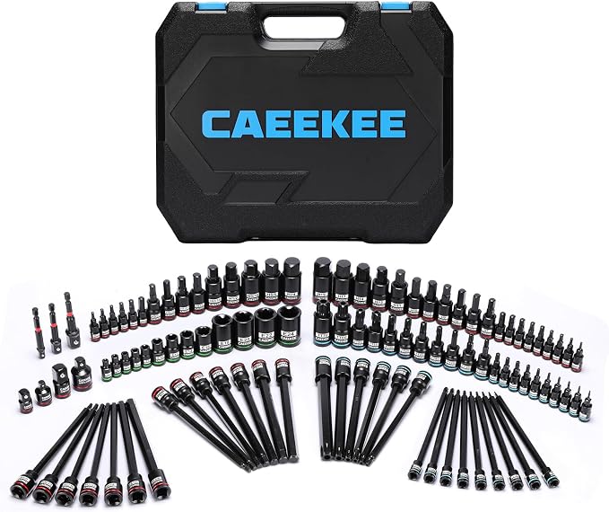 105PCS Master Allen and Torx Bit Socket Set, Hex/Torx/E-Torx Bit Set, 1/4", 3/8" & 1/2" Drive, CR-V & S2 Steel, Includes Socket Adapters, Storage Case