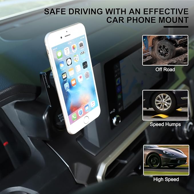 TOYCIDFG Magnetic Phone Holder Rotatable Compatible with Toyota Tacoma 2024 2025 2026, Dashboard Start Button Attached Car Phone Mounted Accessories (8-inch Screen)