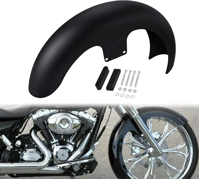 21" Wrap Front Fender Mudguards For 120 / R21 Tire Fit for Harley Bagger Touring Road King Electra Glide Street Glide FLHR FLHX Matte Black