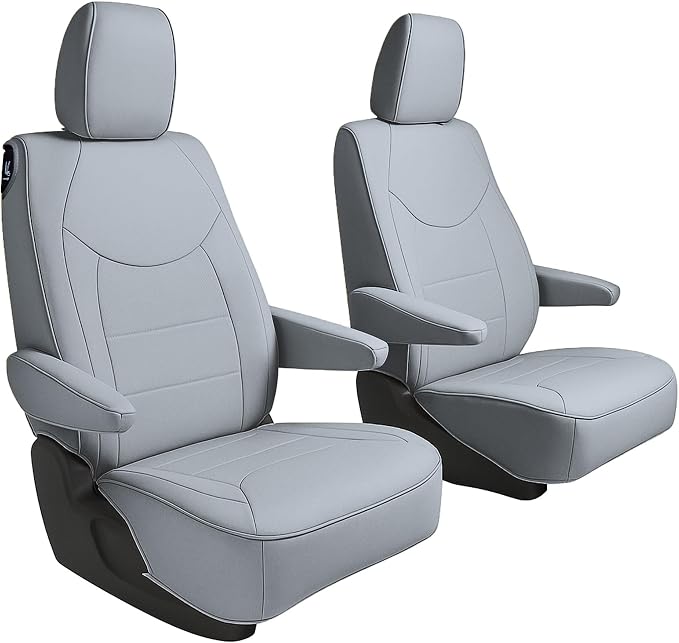 FH Group Custom Fit Car Seat Cover Specefically Made for Chrysler Pacifica 2017-2024 - 2nd Row Set Non Hybrid, Faux Leather, Solid Gray