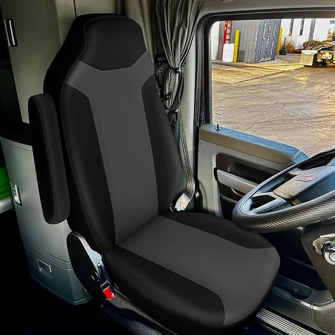 Seat Cover Fit for Legacy High Back Seat with Armrests | Heavy Duty PU Leather Driver or Passenger Side High Back Semi Truck Seat Cover with Armrests