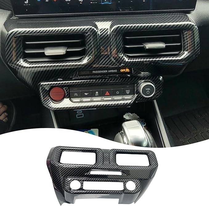 MUXEE A/C Vent Trim Panel Cover, for Ford Mustang 2024 2025 2026 - ABS Carbon Fiber Dashboard AC Air Vent Outlet Grain Sport Interior Trim Accessories（B-Shape）