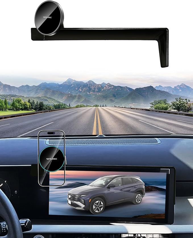 SKYLOTEC Phone Mount for Hyundai Tucson 2025 2026 Accessories 12.3-Inch Screen Fixed Clip, Car Magnetic Phone Holder Compatible with MagSafe, Strong Magnets Fast Wireless Charger Cell Phone Base