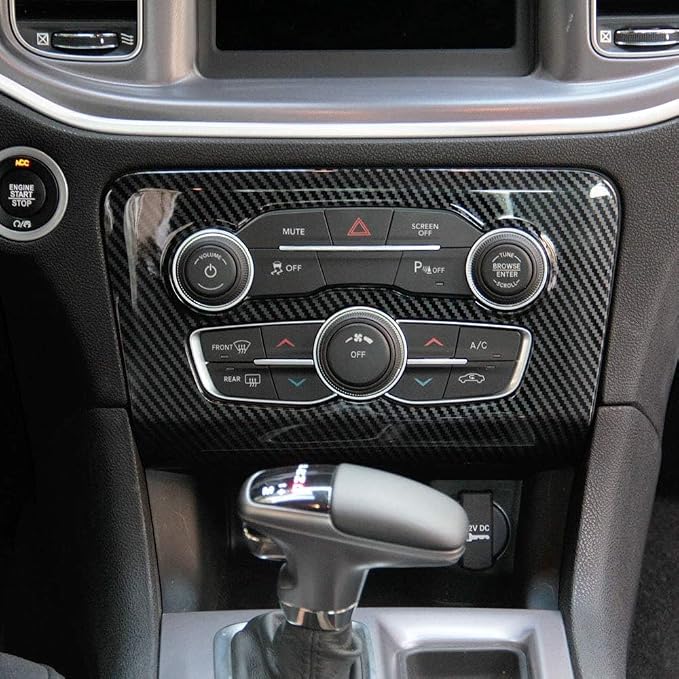 for Dodge Charger 2015-2023 Interior Accessories Central Control Air Conditioning A/C Panel Cover ABS Carbon Fiber