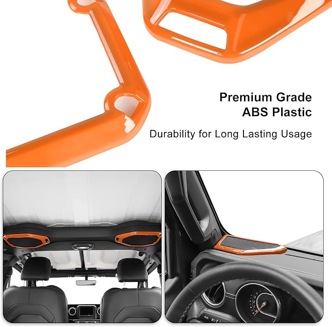 RT-TCZ A Pillar Speaker Trim Cover & Roof Speaker Audio Trim Cover Ring Kit Decoration Interior Accessories for Jeep Wrangler JL JLU & Gladiator JT 2018-2022,Orange