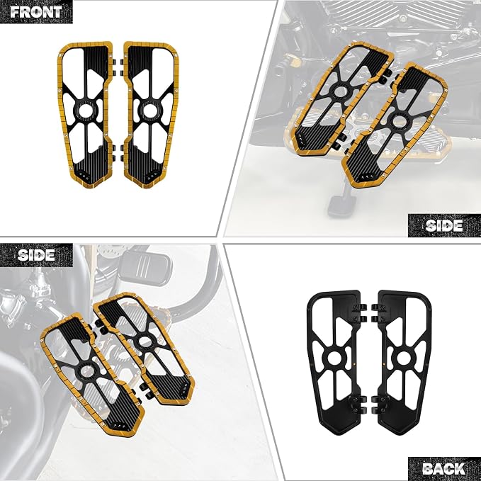 Motorcycle Floorboards Driver Footboards Wide Foot Pegs Board Pedal Compatible with Toouing Electra Road Street Glide Softail Road King Yellow Edge