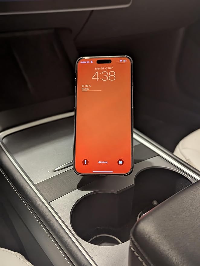 Wireless Charging Phone Mount Compatible Tesla Model 3 (pre-2024) & Model Y (pre-2025) Vehicles, Compatible with MagSafe iPhones and Android Devices, Center Console Docking Station