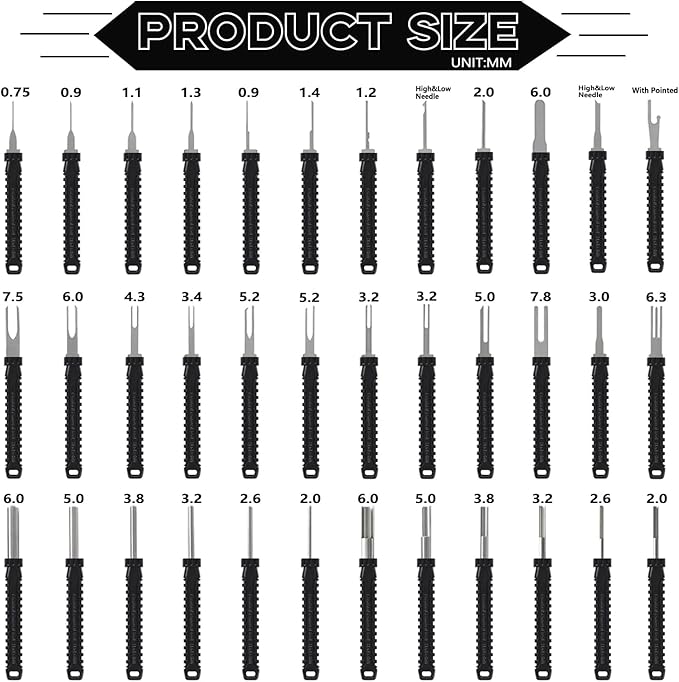 48 Pcs Terminal Removal Tools with Leather Case, Depinning Tool Kit | Connector Pin Removal Tools Depin Tool Terminal Depinning Kit for Automotive, Motorcycle & Electrical Most Connectors