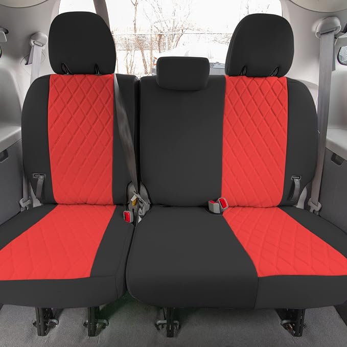 FH Group Custom Fit Car Seat Covers Specifically Made for 2011-2020 Toyota Sienna 7 Seater with Ultraflex Neoprene Water Resistant Automotive Seat Covers - Full Set Red