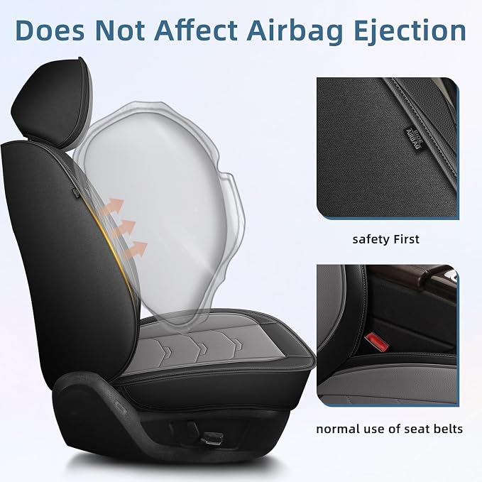 Car Seat Covers Fit for Lincoln MKZ 2012-2025 Full Set Luxury Leather Seat Cushion Waterproof Automotive Seat Protectors(5 Seat,Black&Grey)