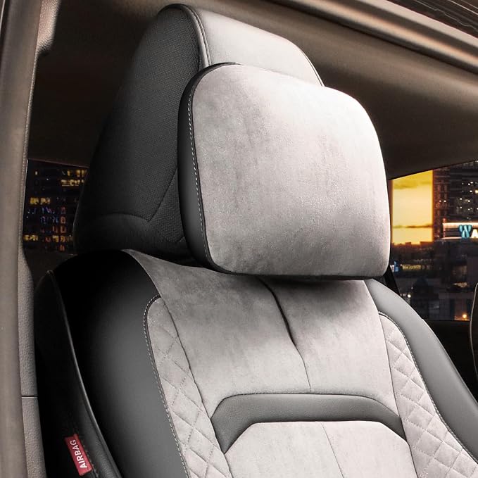 Voris Series Front Row Set Seat Covers Universal for Cars Trucks SUV, Grey, CA-SC-VORIS-F-GY