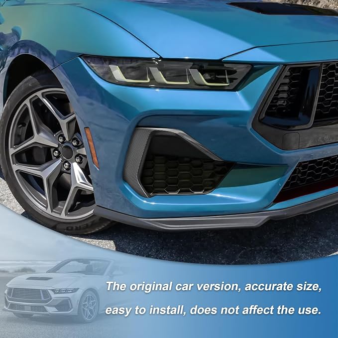 Carbon Fiber Front Bumper Grille Splitter Cover Compatible with Ford Mustang GT 2024 2025