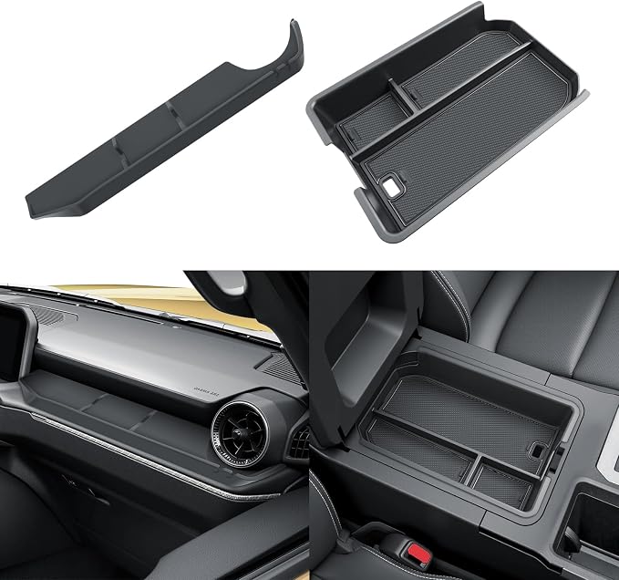 SKTU 2PCS for 2024 2025 2026 2027 Toyota Land Cruiser Center Console Organizer for 2024-2027 Toyota Land Cruiser Co-Pilot Console Tray 2024 2025 2026 2027 Land Cruiser Accessories ABS Console Tray