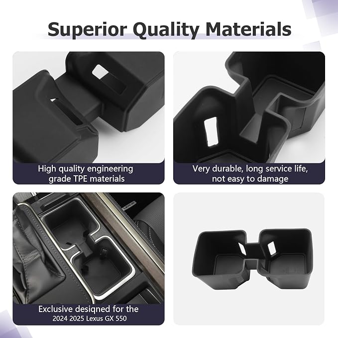 LUWU Center Console Cup Holder Compatible with 2024 2025 2026 Lexus GX 550 Accessories Center Console Cup Holder Silicone Protection Pad 2025 2026 Lexus GX550 Interior Accessories Black