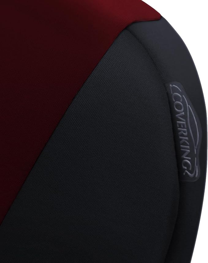 Coverking Custom Fit Front 50/50 Bucket Seat Cover for Select Ford F-Series Models - Neosupreme (Wine with Black sides)