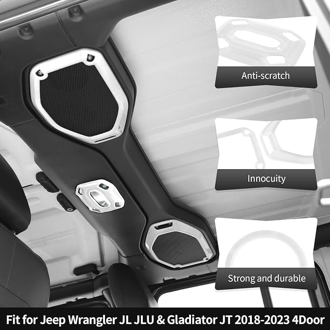 21PCS White Interior Trim Kits Fit for 2018-2023 Jeep Wrangler JL JLU & Gladiator JT 4Door Interior Decor Accessories Dashboard AC Headlight Switch Roof Speaker Inner Door Bowl Steering Button Frame