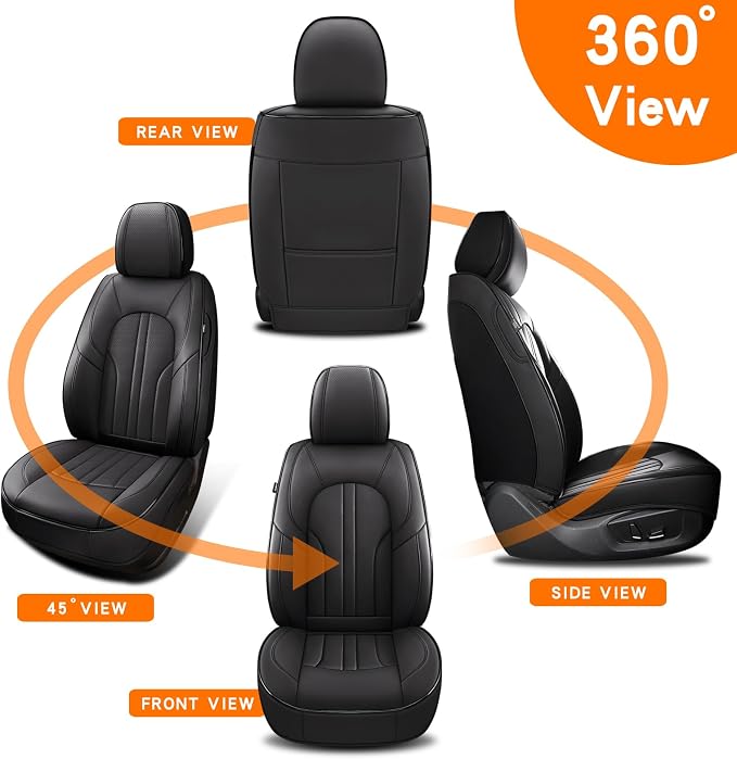 MINGBRON Front Car Seat Covers,Car Seat Protector Waterproof,Seat Covers Front Set, Car Seat Protectors,Automotive Seat Covers Fit for Most Cars Black