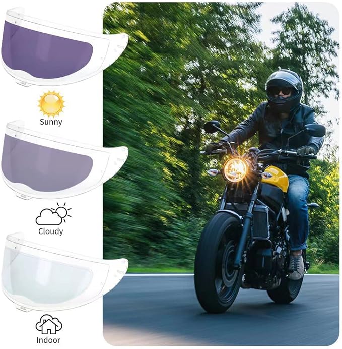 Photochromic Anti-Fog Helmet Visor Film,Auto Tint Transition Film for Motorcycle Helmet Visor from Clear to Tinted for Riding All Seasons Use,on Sunny or Cold or Cloudy Days(DARK)