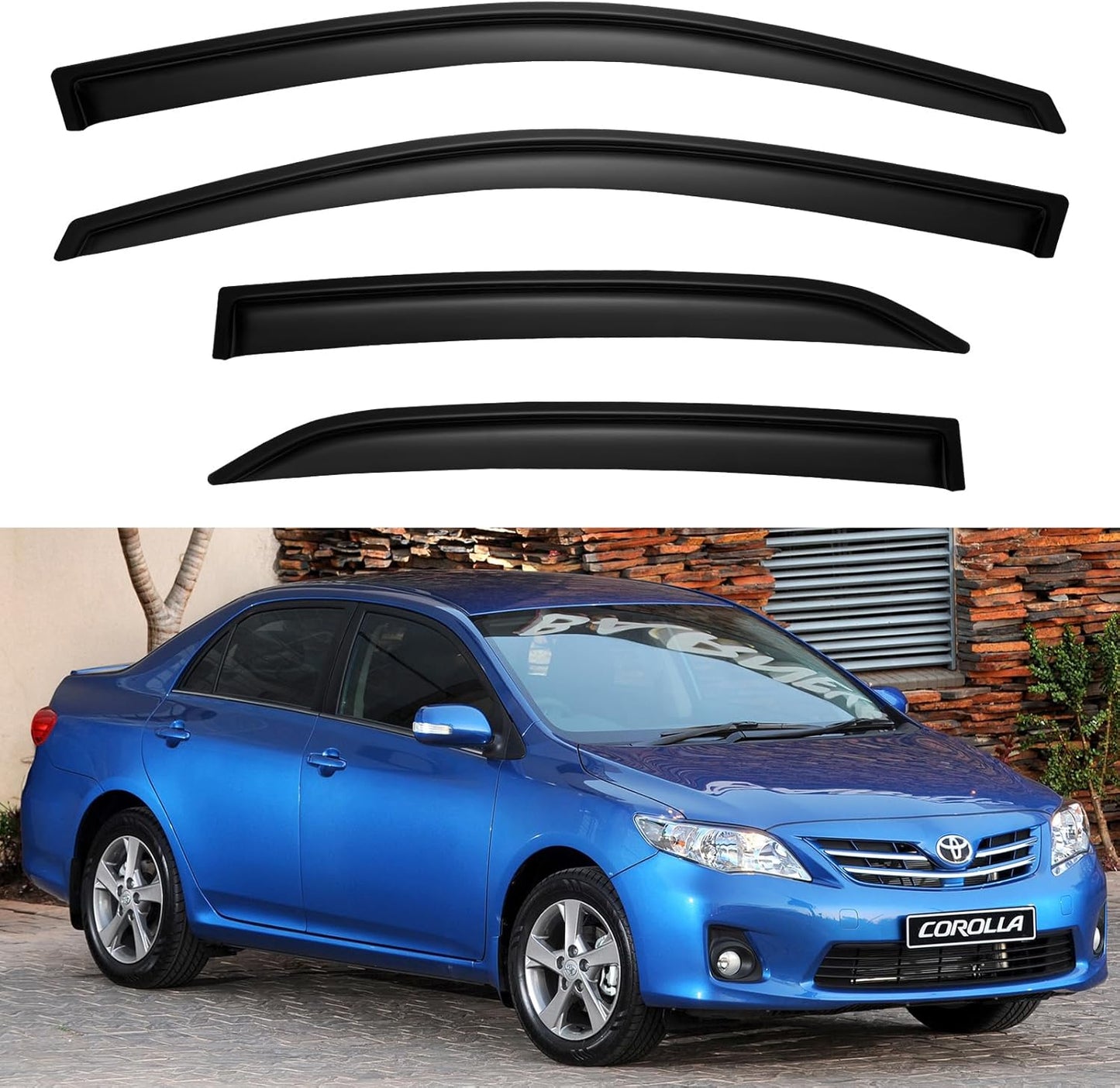 Window Visors Rain Guards for Toyota Corolla 2009-2013, Out-Channel Window Vent Wind Deflectors Visors Shades for 09-13 Corolla