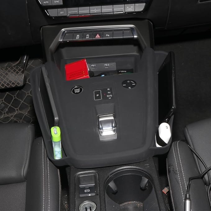 HIGH FLYING Car Accessories for Audi A3 2022-2024 Center Console Gear Shift Panel Silicone Rubber Overlays Protector Cover Organizer Storage Box 1PC