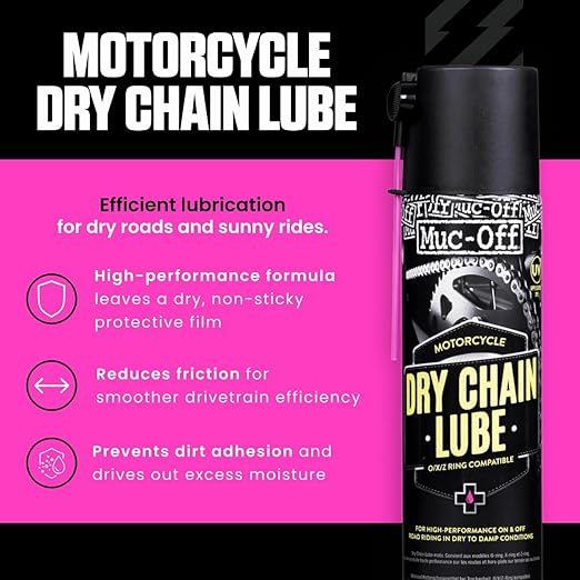Muc-Off Motorcycle Dry Chain Lube| Ultra-Durable Synthetic Formula | Long-Lasting Lubrication | Maximum Chain Protection for Dry Conditions | Perfect for Motorcycle Chains