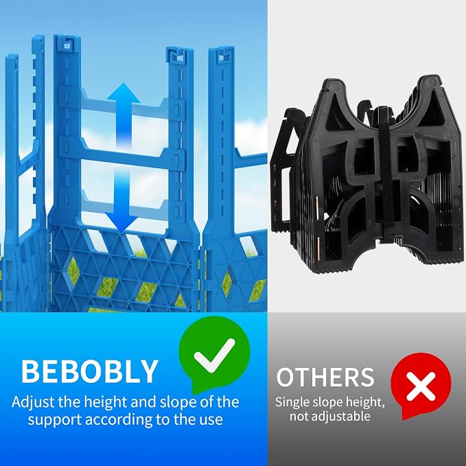 BEBOBLY RV Sewer Hose Support 20FT with Secure Rubber Band & Carry Strap, RV Sewer Hose Holder Adjust Height for Travel Trailers, RV, Campers | Avoiding Obstacles & Deep Cradles, Quick Setup/Collapse