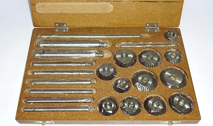 Valve Seat & Face Cutter Set 12 Pcs for Vintage Old Cars & Bikes | Includes 12 Cutters, 7 Guides, 2 Handles & 1 Rod | Machined Finish Valve Seat Cutter Kit in Storage Box