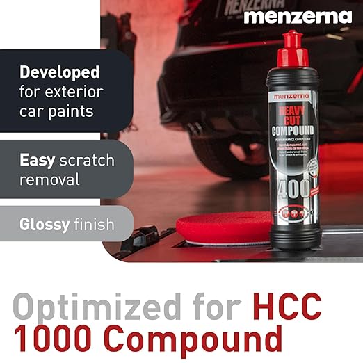 MENZERNA 6 Inch Polishing Pad Heavy Cut for Scratch Repair I Body Repair and Detailing Pads with Safety Edge & Velcro Attachment I Washable & Long Lasting I Thin Pad with Hole for Anti Heat Build-Up