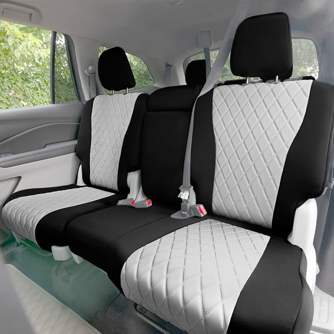 FH Group Custom Fit Car Seat Covers Specifically Made for 2016–2022 Honda Pilot, 3 Row Full Set Gray Ultraflex Neoprene, Waterproof Car Seat Cover, Honda Accessories