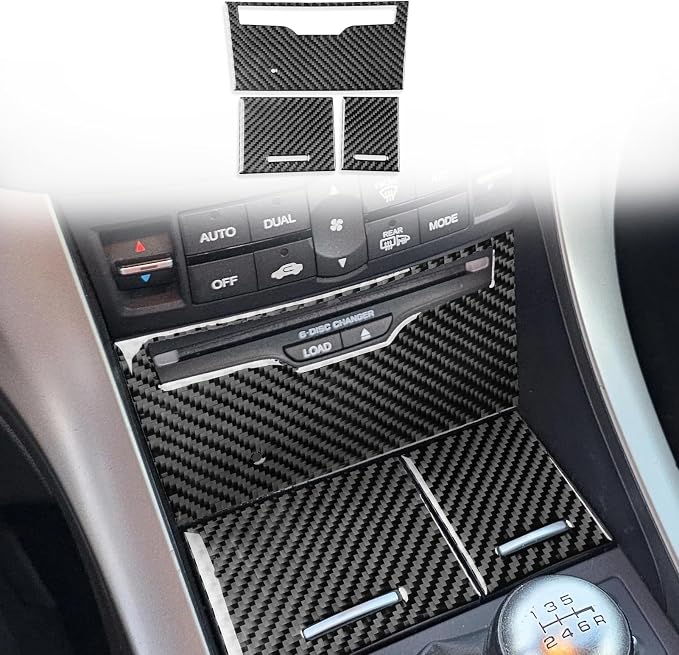 Black Soft Carbon Fiber car Interior Water Cup Central Control Storage Box Set 3/Piece Decorative Stickers Suitable for Acura TSX 09-14 Carbon Fiber car Interior