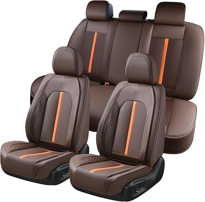 Doogo Automotive Seat Covers, Car Seat Covers 5 Seat, Leaher Car Seat Protectors, Front and Rear Car Seat Covers， Driver Seat Cover Auto Accessories Fit for Most Vehicles