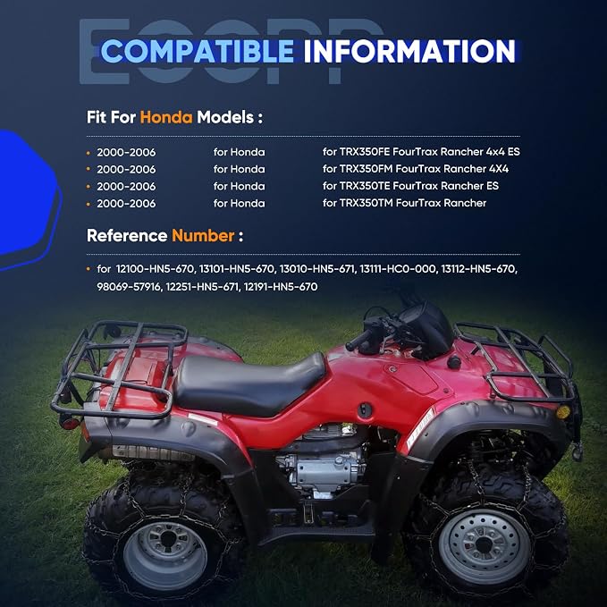 ECCPP New Cylinder Piston Ring Gasket for Honda for Rancher 350 for TRX350 for TRX350FE 4x4 2000 2001 2002 2003 2004 2005 2006 Cylinder Piston Gasket Top End Kit