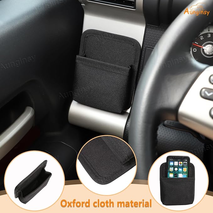 1Pcs Dashboard Side Air Vent Outlet Storage Bag Compatible with Toyota FJ Cruiser 2007-2021, Center Console Multifunction Organizer Tray Pouch Box for Phone/Coin/Key/Card Storage Expansion Accessories