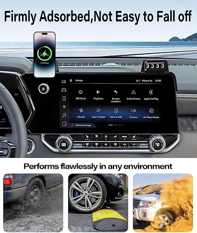 Car Phone Holder for Chevrolet Colorado 2023 2024 2025 2026 Accessories 15W MagSafe Fast Wireless Charger Cell Phone Mount Apply to 11.3 Inch Touch Screen Fixed Clip 360° Rotation