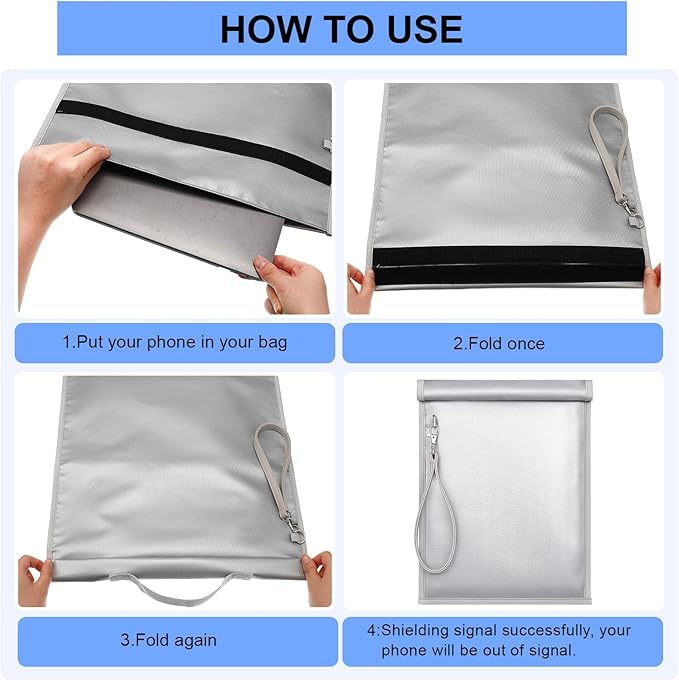 Shinylin 6 Pack Faraday Bags, Signal Blocking Pouches for Laptop Phone Car Key Tablet, Waterproof EMP Proof Anti Theft Anti Tracking Blocker Case (Silver)