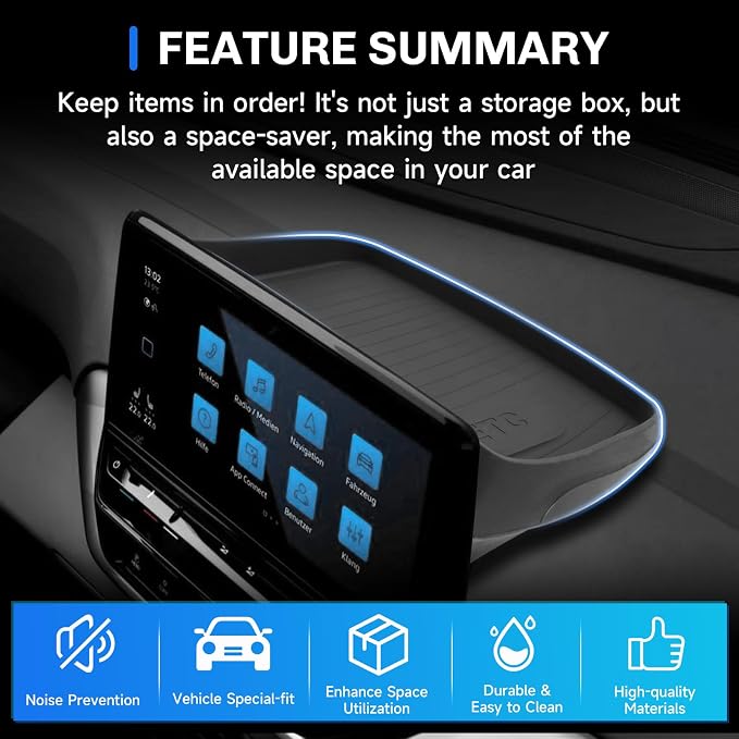 SXCY for 2025 2026 VW ID.4 Dashboard Organizer Tray for 2020-2025 2026 Volkswagen ID.4 Accessories Screen Back Console Tray 2022 2023 2024 2025 2026 VW ID.4 Behind Dash Console Organizer