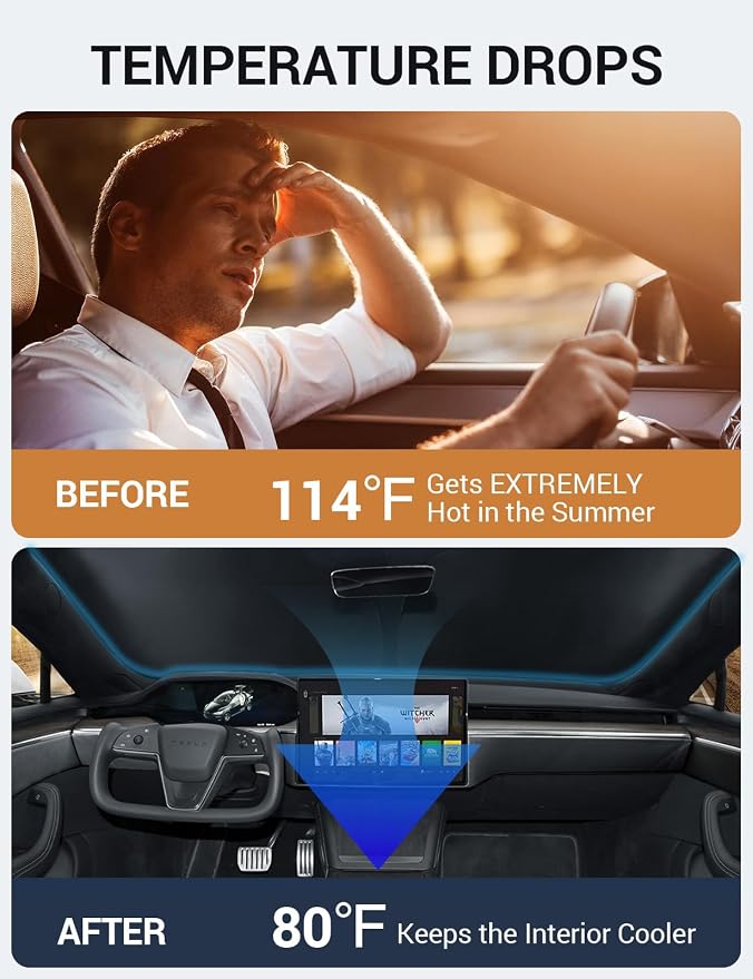BASENOR Tesla Model S Model X Center Console Organizer and Model X Windshield Sunshade