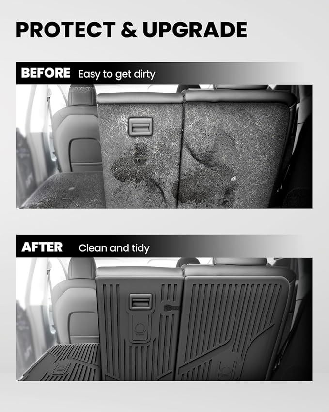 LASFIT Premium Extra Thick Rear Seat Back Covers for Tesla Model Y 2025/2024/2023/2022/2021/2020 | TPE Custom Fit Waterproof Model Y Accessories 5/7 Seater Second Row Back Seat Protector Mat Liner
