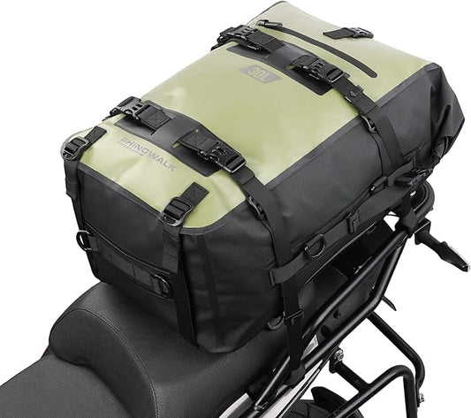 Rhinowalk Motorcycle Tail Bag Motorbike Side Bag 30L Full Waterproof Motor Saddle Pannier Bag Rear Rack Trunk Professional Motor Accessories-Green