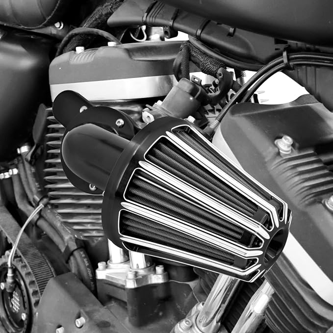 Air Cleaner Filter 90° Forward-Facing Intake Kit CNC Fit for Harley Touring Softail Dyna Sportster XL (Black Housing Grey Element, A For Sportster XL 04-22)