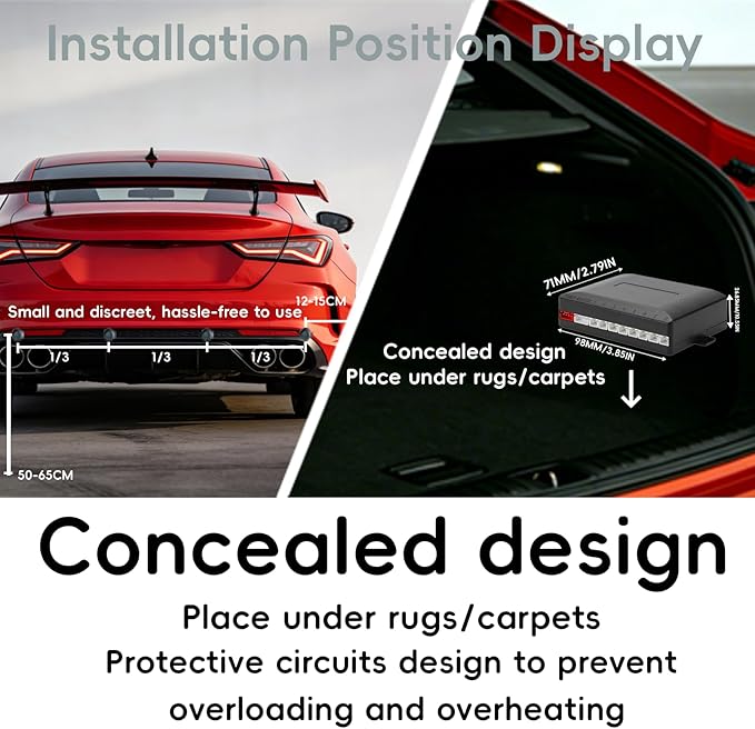 Backup Parktronic System Car Auto Vehicle Reverse with 8 Parking Sensors kit, LCD Display, Distance Detection (Meter/Foot Switchable), Buzzer Alarm and Voice Prompt Function（Light Grey）