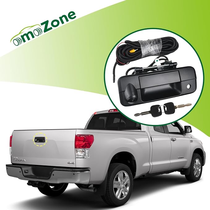 Backup Camera Tailgate Handle Rear View Camera Liftgate Latch Handle with Key Lock Cylinder Black fit for 2007-2013 Toyota Tundra Replaces 69090-0C051 690900C051