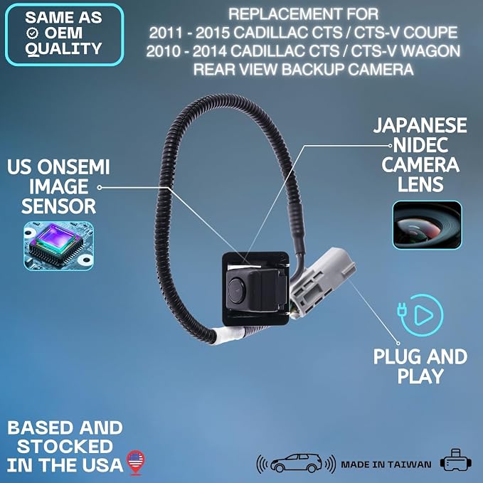 Backup Camera Replaces 2011 2012 2013 2014 2015 Cadillac CTS/CTS-V Coupe | 2010 2011 2012 2013 2014 Cadillac CTS/CTS-V Wagon OE Part # 22922658, 22922659, 22914946, 22737873