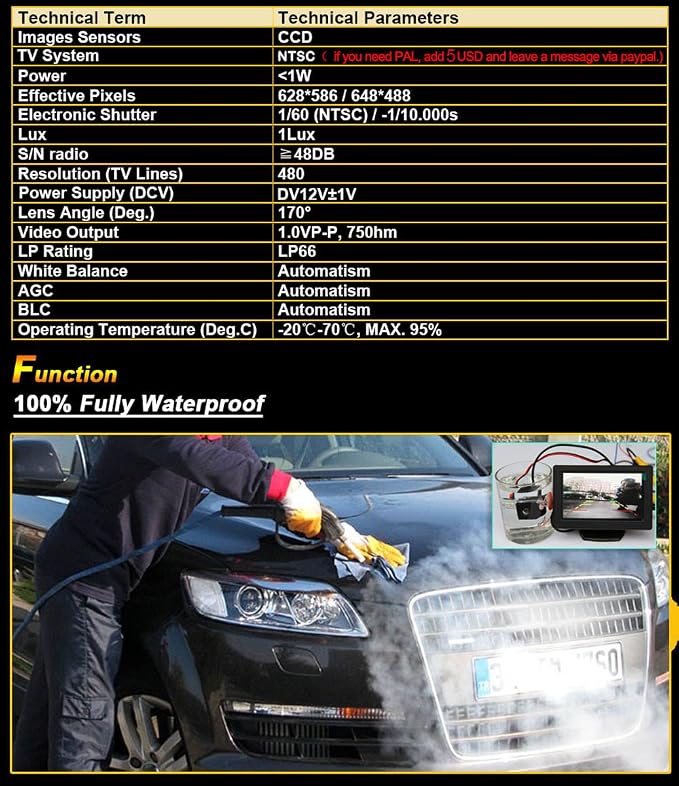 Vehicle Backup Cameras, LED Night Vision Car Rearview Reverse Camera for Nissan Geniss Navara Dualis Citroen C4 C5 Sunny Peugeot 307