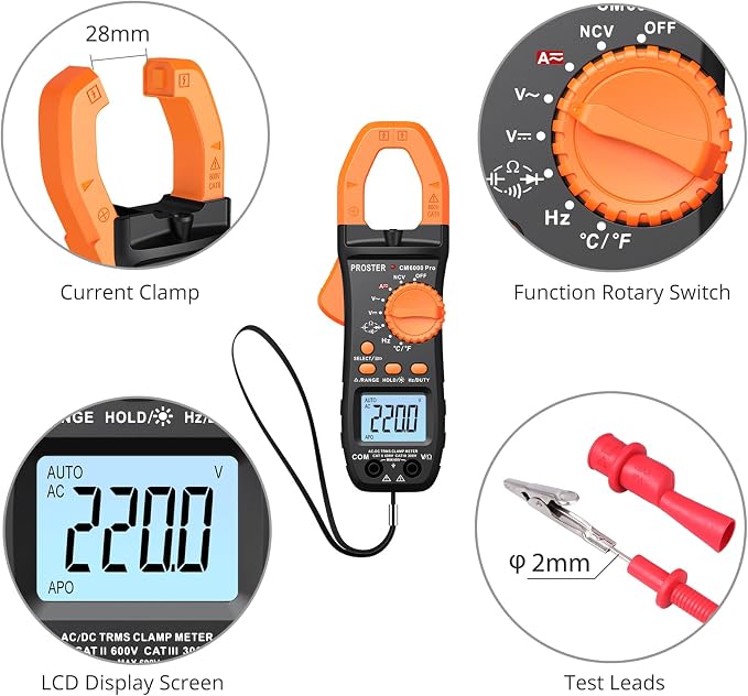 Clamp Meter 6000 Count - Smart Multimeter 6000 Count